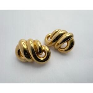 Vintage 80s Signed PEP Pierced Earring Palace Statement Earrings Gold Tone  Swir